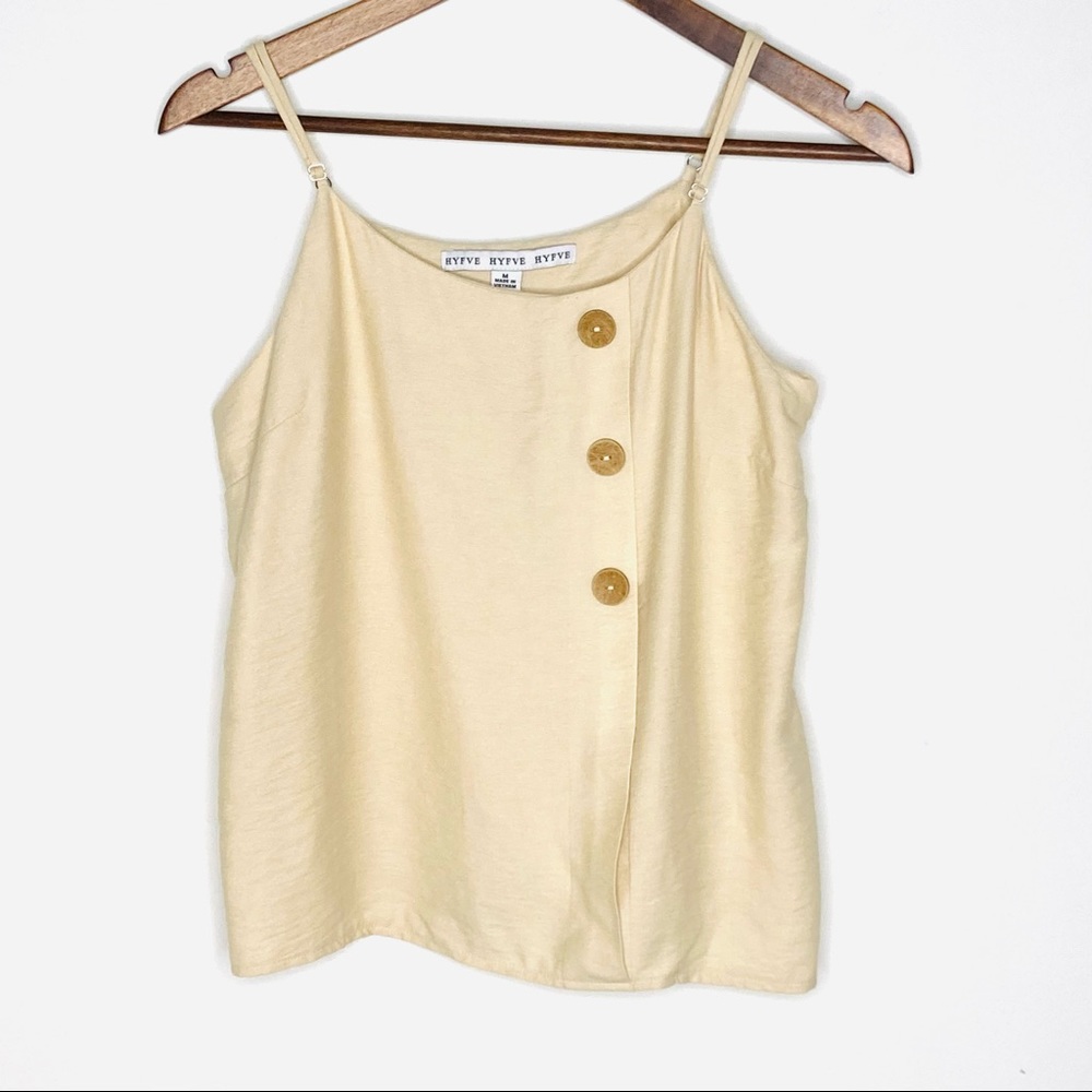 HYFVE Cream Side Button Spaghetti Strap Tank Top  Womens Size M Medium